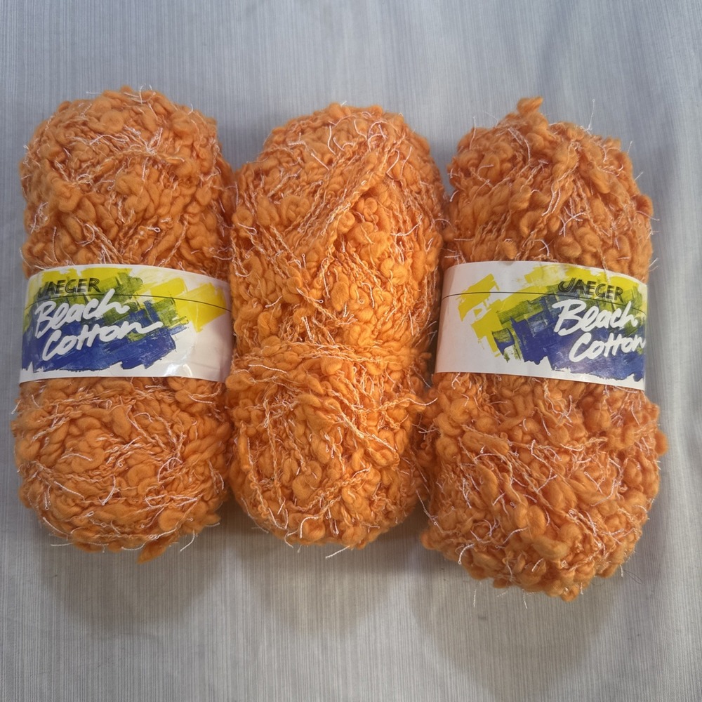 Jaeger Beach Cotton Yard Discontinued Shade 288 Orange Thick Thin Yarn
